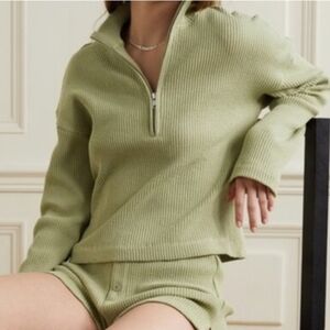 Reformation Olive Green Ribbed Sweatshirt